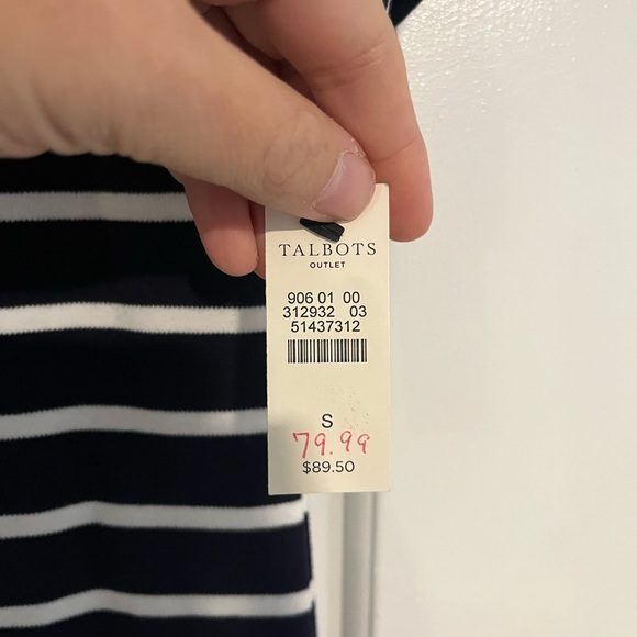 NWT Navy and White Striped Talbots Dress - Picture 3 of 4